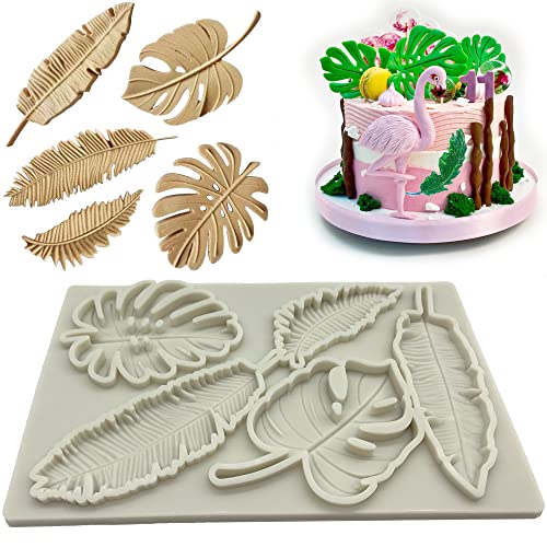 DHER Blätter Silikon Form Blätter Fondant Silikonformen Schokolade Kuchenform Palme Blatt Fondant Form Dessert Silikonform gefaltetes Blatt Fondant Silikonform, Blatt Schokolade Kuchen dekorieren Form von DHER