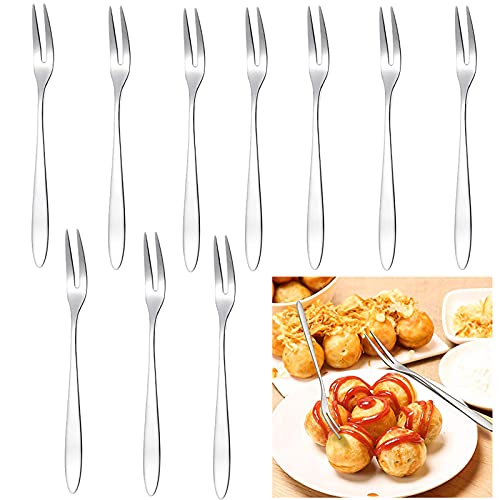 DHER Fruchtgabel Aus Edelstahl Geschirr Gabel Kleine Gabel Dessert Mini Gabelkuchen Rostfreier Stahl Gabel Hochwertiger Edelstahl Für Obst Gemüse Salat Kuchen Gebäck Dessert Einfarbig 10-Teiliges Set von DHER