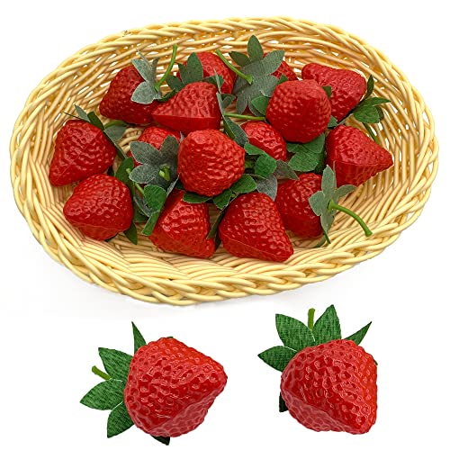 DHER Künstliche Erdbeere künstliche lebensechte Kunststoff Erdbeere 15 Stück Simulation Obst Erdbeere Party Obst Modell Kunststoff Erdbeere Modell Dekoration schießen Fotografie Requisiten Dekoration von DHER