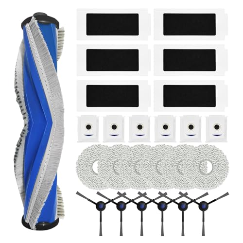 25 Stück Zubehör für Ecovacs Deebot T30 Pro Omni, Ecovacs T30 Omni Roboterstaubsauger Saugroboter, 1 Hauptbürste 6 HEPA Filter 6 Wischtücher 6 Staubbeutel 6 Seitenbürsten von DHFUCNKO