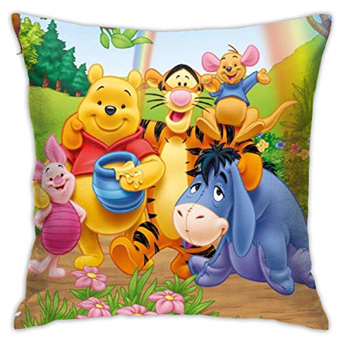 DHGER Throw Pillow Covers 18 '' X 18 '' Zoll - Winnie The Pooh Group-Square Form dekorative Kissenbezug für Couch Sofa Kissen Set von DHGER