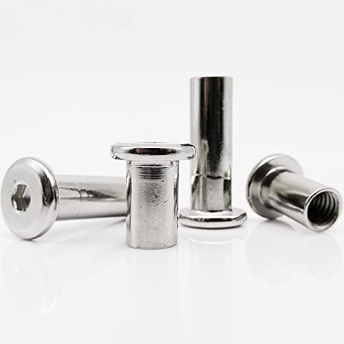 1/5 / 10Stk. M3 M4 M5 M6 M8 304 Edelstahl Flacher Sechskant-Innensechskant Innenm?bel Bettverbinder Nietverbindung Einsatz H¨¹lsenmutter-12mm, M4 10St von DHGFH