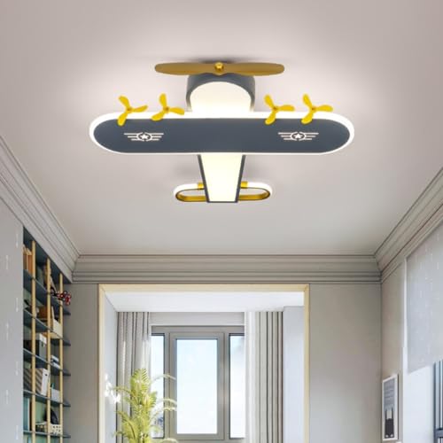 DHGIE LED Deckenleuchte Flugzeug Kronleuchter Dimmbar Fernbedienung Beleuchtung Dekorative Lampe Junge Schlafzimmerlampe Acryl Deckenbeleuchtung für Mädchen Kinderzimmer Innen Beleuchtung (Color : Bl von DHGIE