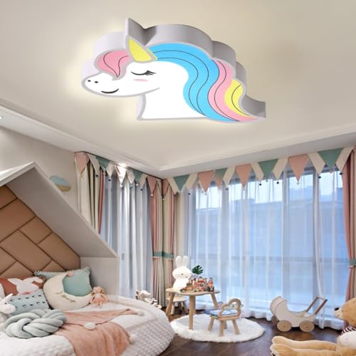 DHGIE LED Einhorn Deckenleuchte für Kinder- & Babyzimmer Deckenleuchte 28W Kreative Cartoon-Design-Lampe für Mädchenzimmer & Schlafzimmer Cartoon Deckenleuchte von DHGIE