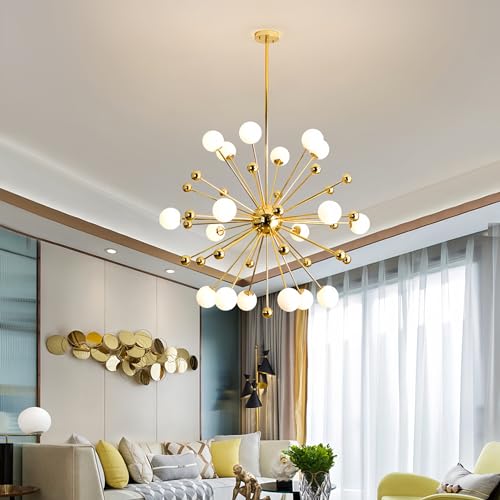 Deckenleuchte Gold Moderne Sputnik-Kronleuchter Hängelampe Schlafzimmer Lampe Hängend Kronleuchter Gold Köpfen Für Wohnzimmer, Esszimmer, Küche, Schlafzimmer Goldene Hängende Innendeckenbeleuchtung ( von DHGIE