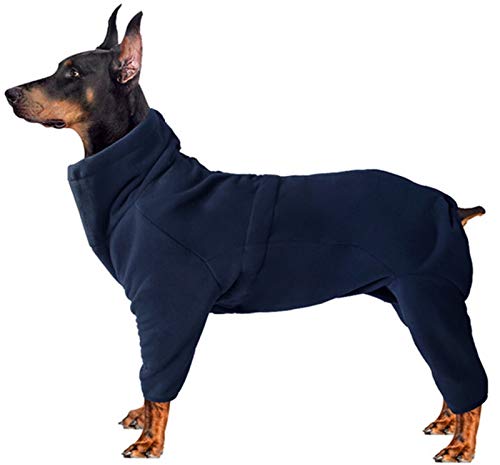 DHGTEP Fleece Hundekleidung Winter Dicke Warmhundemantel für Kleine Mittelgroße Große Hunde Einstellbare Haustier Hoodies Männliche/Weibliche Overalls für Corgi (Color : Dark Blue, Size : XL) von DHGTEP