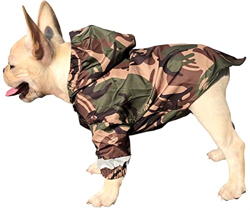 DHGTEP Hundemantel Wasserdicht Französische Bulldogge Camouflage Regenmantel Kleidung Für Kleine Hunde Windbreaker Regen Outdoor Kostüme Mops Haustier Geschenk (Größe : XL) von DHGTEP
