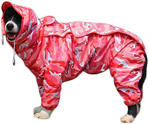 DHGTEP Hunderegenmantel mit Abnehmbarer Kapuze, Verstellbare Hundemäntel Wasserdicht mit Beinen Regenjacke mit Kapuze Kragen Loch Outdoor Jumpsuit (Color : Pink, Size : 16) von DHGTEP