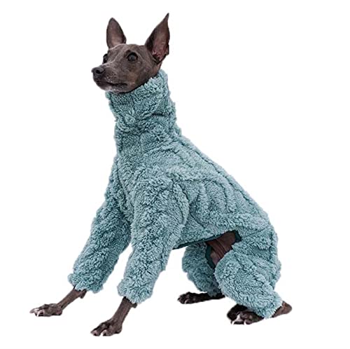 Fleece Hundemantel mit Beinen für Windhund, Hundepullover aus Samt mit winddichtem Rollkragen, Hundejacke für Whippet, Windhund, Lurcher, Salukis (Color : Grün, Size : S) von DHGTEP