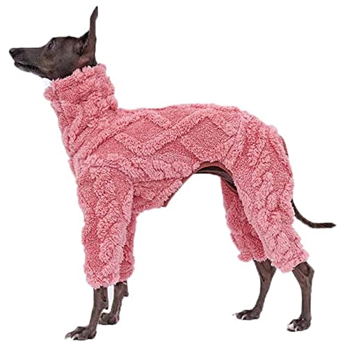 Fleece Hundemantel mit Beinen für Windhund, Hundepullover aus Samt mit winddichtem Rollkragen, Hundejacke für Whippet, Windhund, Lurcher, Salukis (Color : Pink, Size : L) von DHGTEP