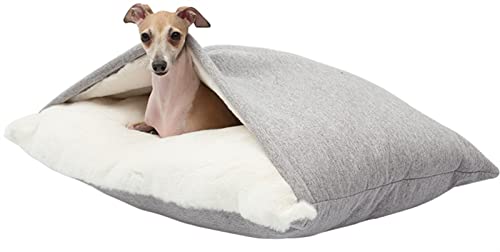 Hundebett Kuschelig Wolke Höhle, Winter Warme Schlafsack Plüsch Quadrat Hooded Katze Nest Bett für Hunde & Katzen, Maschine Waschbar Kleine Mittlere Hundebett mit Abnehmbaren Deckel von DHGTEP