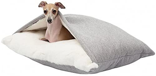 Hundeschlafsack, Waschbares Hundebett Orthopädisch mit Decke, Warmes Schlafsack Hund mit Abnehmbaren Deckel, Hundekorb/Katzenkörbchen Hundesofa für Kleine und Mittelgroße Hunde (Color : Gray, Größe von DHGTEP