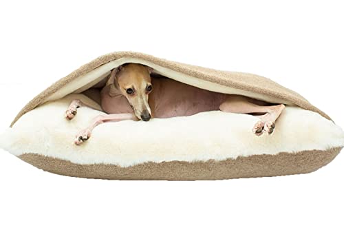 Hundeschlafsack, Waschbares Hundebett Orthopädisch mit Decke, Warmes Schlafsack Hund mit Abnehmbaren Deckel, Hundekorb/Katzenkörbchen Hundesofa für Kleine und Mittelgroße Hunde (Color : Khaki, Größe von DHGTEP