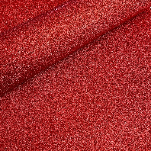 DHHOUSE Selbstklebende rote Glitzer-Tapete, zum Abziehen und Aufkleben, glitzernde Stoffrolle (rot) von DHHOUSE