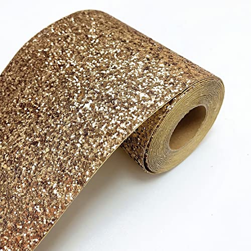 DHHOUSE gold Glitzer Tapetenbordüre, Selbstklebend funkeln bordüre 20 cm x 5 m (gold) von DHHOUSE