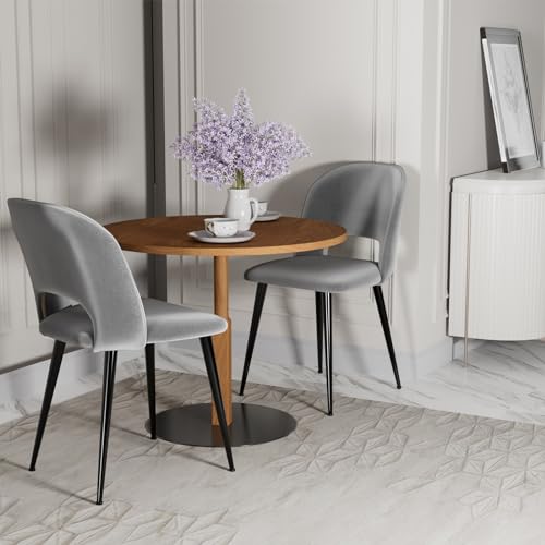 DHHOZAMZ 2er Set Esszimmerstühle, Modern und Stilvoll, bequemer Polsterstuhl, Stuhl Esszimmer oder Esstisch Stuhl, Küchenstuhl Polsterstuhl Wohnzimmerstuhl, Metallbeine, Grau von DHHOZAMZ