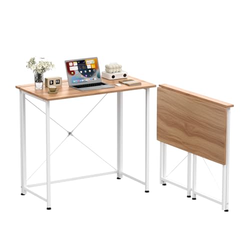DHHOZAMZ Schreibtisch Klappbar 80x45x75cm, Klappbarer Schreibtisch Kleiner, Computertisch, Nähtisch klappbar, Laptoptisch fürs Büro, Homeoffice. (Eiche, 80x45x75cm) von DHHOZAMZ