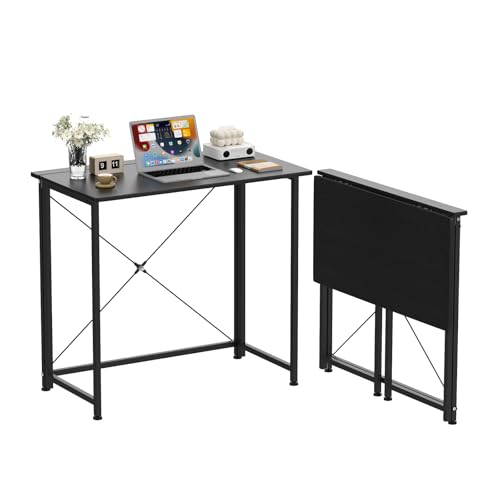 DHHOZAMZ Schreibtisch Klappbar 80x45x75cm, Klappbarer Schreibtisch Kleiner, Computertisch, Nähtisch klappbar, Laptoptisch fürs Büro, Homeoffice. (Schwarz, 80x45x75cm) von DHHOZAMZ