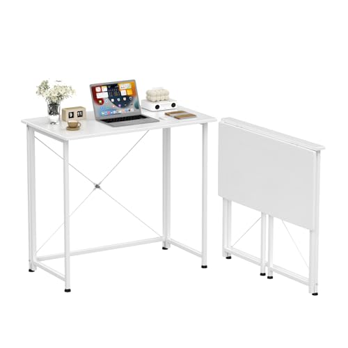 DHHOZAMZ Schreibtisch Klappbar 80x45x75cm, Klappbarer Schreibtisch Kleiner, Computertisch, Nähtisch klappbar, Laptoptisch fürs Büro, Homeoffice. (Weiß, 80x45x75cm) von DHHOZAMZ
