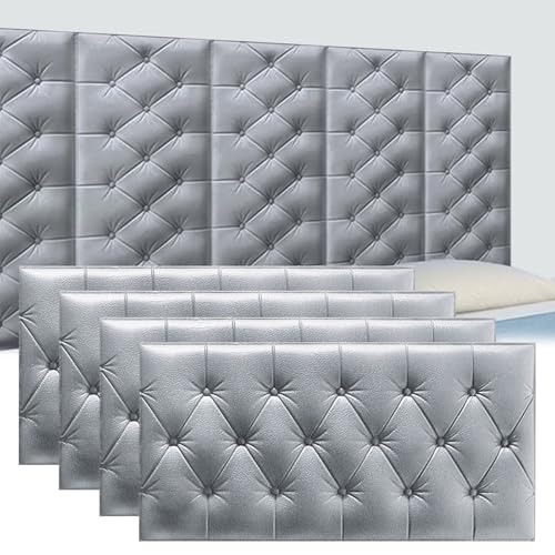 3D-Wandpaneele, Anti-Kollisions-Softpackung Wandpaneele Selbstklebend Ziegelstein Wasserdicht Wandaufkleber Tapete Kindergarten-Softpackung Hintergrundwand-Softpackung(Light Gray,4 PCs 30x60cm) von DHIJUPNG