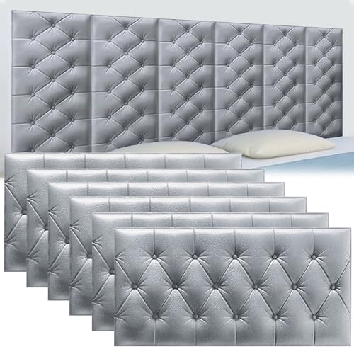 3D-Wandpaneele, Anti-Kollisions-Softpackung Wandpaneele Selbstklebend Ziegelstein Wasserdicht Wandaufkleber Tapete Kindergarten-Softpackung Hintergrundwand-Softpackung(Light Gray,6 PCs 30x60cm) von DHIJUPNG