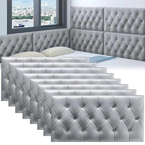 3D-Wandpaneele, Anti-Kollisions-Softpackung Wandpaneele Selbstklebend Ziegelstein Wasserdicht Wandaufkleber Tapete Kindergarten-Softpackung Hintergrundwand-Softpackung(Light Gray,8 PCs 30x60cm) von DHIJUPNG