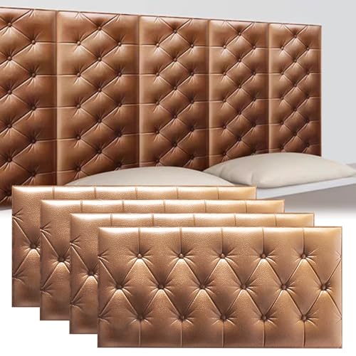 DHIJUPNG 3D-Wandpaneele, Anti-Kollisions-Softpackung Wandpaneele Selbstklebend Ziegelstein Wasserdicht Wandaufkleber Tapete Kindergarten-Softpackung Hintergrundwand-Softpackung(Brown,4 PCs 30x60cm) von DHIJUPNG