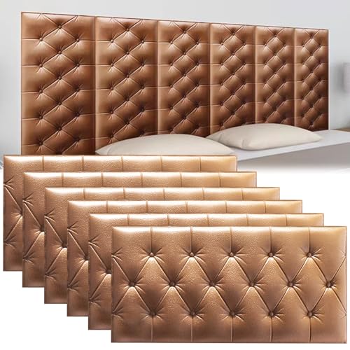 DHIJUPNG 3D-Wandpaneele, Anti-Kollisions-Softpackung Wandpaneele Selbstklebend Ziegelstein Wasserdicht Wandaufkleber Tapete Kindergarten-Softpackung Hintergrundwand-Softpackung(Brown,6 PCs 30x60cm) von DHIJUPNG