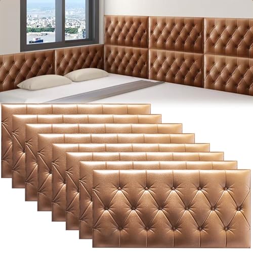 DHIJUPNG 3D-Wandpaneele, Anti-Kollisions-Softpackung Wandpaneele Selbstklebend Ziegelstein Wasserdicht Wandaufkleber Tapete Kindergarten-Softpackung Hintergrundwand-Softpackung(Brown,8 PCs 30x60cm) von DHIJUPNG