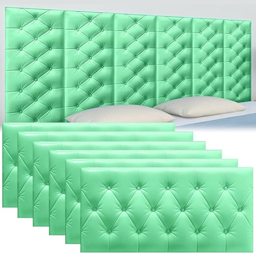 DHIJUPNG 3D-Wandpaneele, Anti-Kollisions-Softpackung Wandpaneele Selbstklebend Ziegelstein Wasserdicht Wandaufkleber Tapete Kindergarten-Softpackung Hintergrundwand-Softpackung(Green,6 PCs 30x60cm) von DHIJUPNG