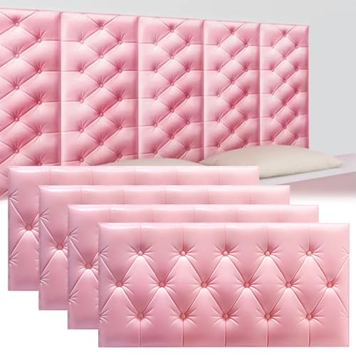 DHIJUPNG 3D-Wandpaneele, Anti-Kollisions-Softpackung Wandpaneele Selbstklebend Ziegelstein Wasserdicht Wandaufkleber Tapete Kindergarten-Softpackung Hintergrundwand-Softpackung(Pink,4 PCs 30x60cm) von DHIJUPNG