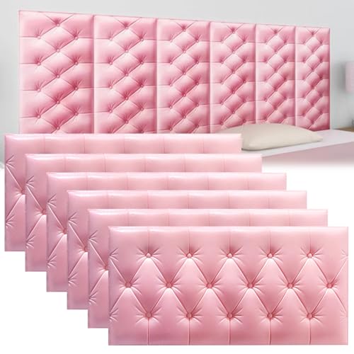 DHIJUPNG 3D-Wandpaneele, Anti-Kollisions-Softpackung Wandpaneele Selbstklebend Ziegelstein Wasserdicht Wandaufkleber Tapete Kindergarten-Softpackung Hintergrundwand-Softpackung(Pink,6 PCs 30x60cm) von DHIJUPNG