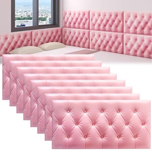 DHIJUPNG 3D-Wandpaneele, Anti-Kollisions-Softpackung Wandpaneele Selbstklebend Ziegelstein Wasserdicht Wandaufkleber Tapete Kindergarten-Softpackung Hintergrundwand-Softpackung(Pink,8 PCs 30x60cm) von DHIJUPNG