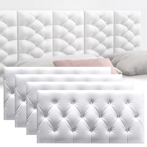 DHIJUPNG 3D-Wandpaneele, Anti-Kollisions-Softpackung Wandpaneele Selbstklebend Ziegelstein Wasserdicht Wandaufkleber Tapete Kindergarten-Softpackung Hintergrundwand-Softpackung(White,4 PCs 30x60cm) von DHIJUPNG