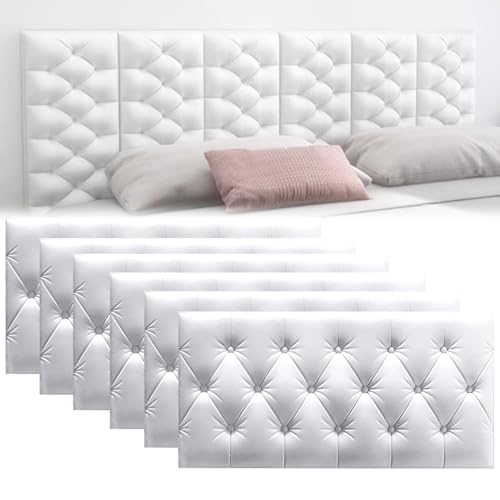 DHIJUPNG 3D-Wandpaneele, Anti-Kollisions-Softpackung Wandpaneele Selbstklebend Ziegelstein Wasserdicht Wandaufkleber Tapete Kindergarten-Softpackung Hintergrundwand-Softpackung(White,6 PCs 30x60cm) von DHIJUPNG