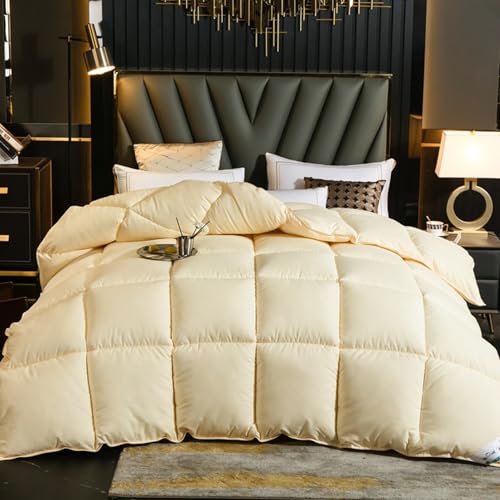 Daunendecke 200x230cm Ganzjahresdecke Bettdecke, Komfort Leichte Bettdecke 4 Jahreszeiten Steppdecke Warm Bettdecke mit Gänsedaunen und Federn Ultraweich Duvet (H 200 * 230cm 2.5kg) von DHIJUPNG