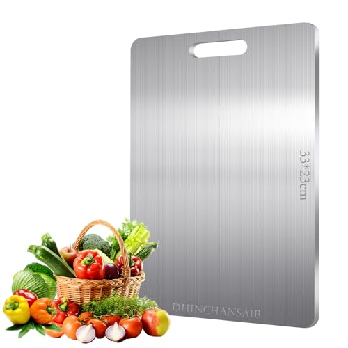 DHINCHANSAIB Titan Schneidebrett,304 schneidebrett Edelstahl,Doppelseitiges Lebensmittel Grade Cutting Borad, Schneidebrett für Fleisch, Obst, Gemüse von DHINCHANSAIB