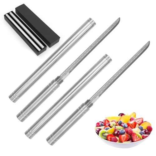 Tragbares Mehrzweck Obstmesser Mit Scheide, 2Pcs Multifunktionales Obstmesser Für Den Außenbereich Mit Hülle, Obstmesser Für Outdoor Mit Abdeckung, Perfekt Für Küche Camping, Messerstock (Silber 2pcs) von DHINCHANSAIB