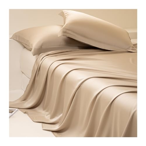 100% Eukalyptus Tencel/Lyocell Satin Bettlaken ohne Gummizug Betttuch Haustuch Laken ohne Gummi Seidig Glatte Kühlblätter für alle Jahreszeiten (Color : Gold, Size : 245x265cm) von DHJKFU