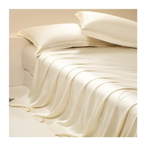 100% Eukalyptus Tencel/Lyocell Satin Bettlaken ohne Gummizug Betttuch Haustuch Laken ohne Gummi Seidig Glatte Kühlblätter für alle Jahreszeiten (Color : Yellow, Size : 245x265cm) von DHJKFU