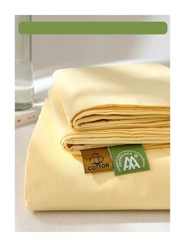Bettlaken Haustuch Betttuch aus 100% Gewaschener Baumwolle ohne Gummizug Superweiche und Atmungsaktive in vielen Größen und Farben(Yellow,120x230cm+48x74cm x1) von DHJKFU