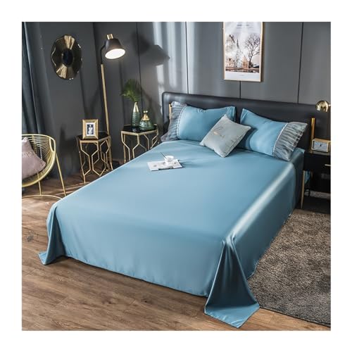 DHJKFU Glatte Bettlaken Betttuch Haustuch ohne Gummizug in Gewaschene Seide auch für Tischdecken/Sommerlaken in vielen Größen (Color : Blue B, Size : 180x230cm) von DHJKFU