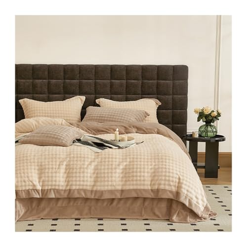 DHJKFU Winter Bettwäsche 200x230cm 220x240cm Velvet Bettbezug-Set 4-teilig weicher Warmer Flanell-Bettbezug luxuriös Plüsch-Fleece 4-teilig(Camel,220x240-250x270cm) von DHJKFU