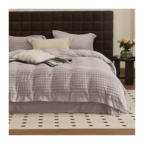 DHJKFU Winter Bettwäsche 200x230cm 220x240cm Velvet Bettbezug-Set 4-teilig weicher Warmer Flanell-Bettbezug luxuriös Plüsch-Fleece 4-teilig(Light Gray,220x240-250x270cm) von DHJKFU