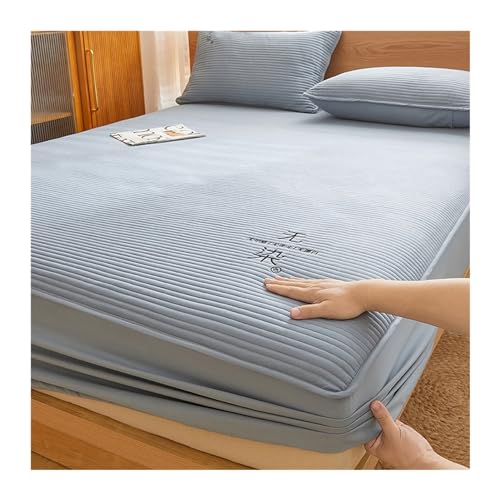 Gesteppte Matratzenschoner 90x200cm bis 200x220cm Matratzenauflage Atmungsaktive Matratzenbezug Matratzen-Topper bis 25cm Höhe(Blue,180x200+25cm) von DHJKFU