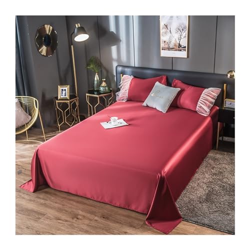 Glatte Bettlaken Betttuch Haustuch ohne Gummizug in Gewaschene Seide auch für Tischdecken/Sommerlaken in vielen Größen (Color : Red, Size : 180x230cm) von DHJKFU