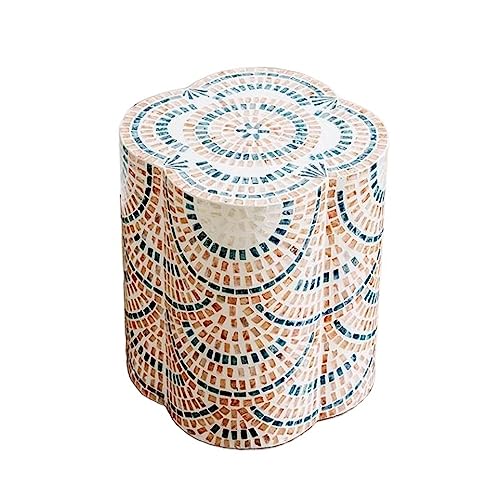Couch Seitentische Blütenförmiger Seitentisch, dekorative Hocker Endtisch Couchtisch für Wohnzimmer Schlafzimmer, modernes Bettsofa Seitentisch, Pflanzenständer, mit handgefertigtem Shell Patch Couch Seitentische Blütenförmiger Seitentisch, dekorative Hocker Endtisch Couchtisch für Wohnzimmer Schlafzimmer, modernes Bettsofa Seitentisch, Pflanzenständer, mit handgefertigtem Shell Patch von DHJUSPS