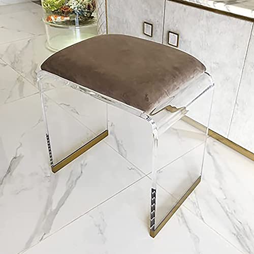 DHJUSPS Acrylhocker mit samt gepolstertem Sitz, klarer Acryl -Nachttisch Square End Table, moderner Kleiner Schritt Hocker kurzer Hocker Makeupraum Eitelkeitenhocker Thriving von DHJUSPS