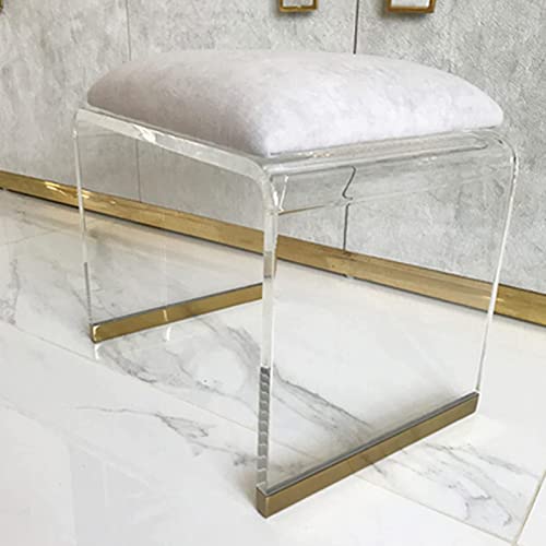 DHJUSPS Acrylhocker mit samt gepolstertem Sitz, klarer Acryl -Nachttisch Square End Table, moderner Kleiner Schritt Hocker kurzer Hocker Makeupraum Eitelkeitenhocker Thriving von DHJUSPS