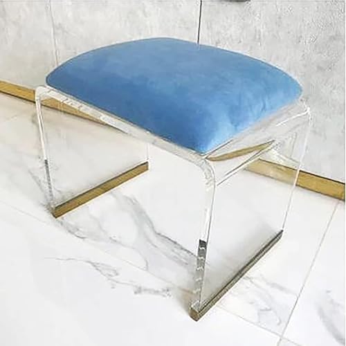 DHJUSPS Acrylhocker mit samt gepolstertem Sitz, klarer Acryl -Nachttisch Square End Table, moderner Kleiner Stiefhocker kurzer Hocker Makeupraum Eitelkeitenhocker (Größe: groß, Farbe: Blau) Thriving von DHJUSPS